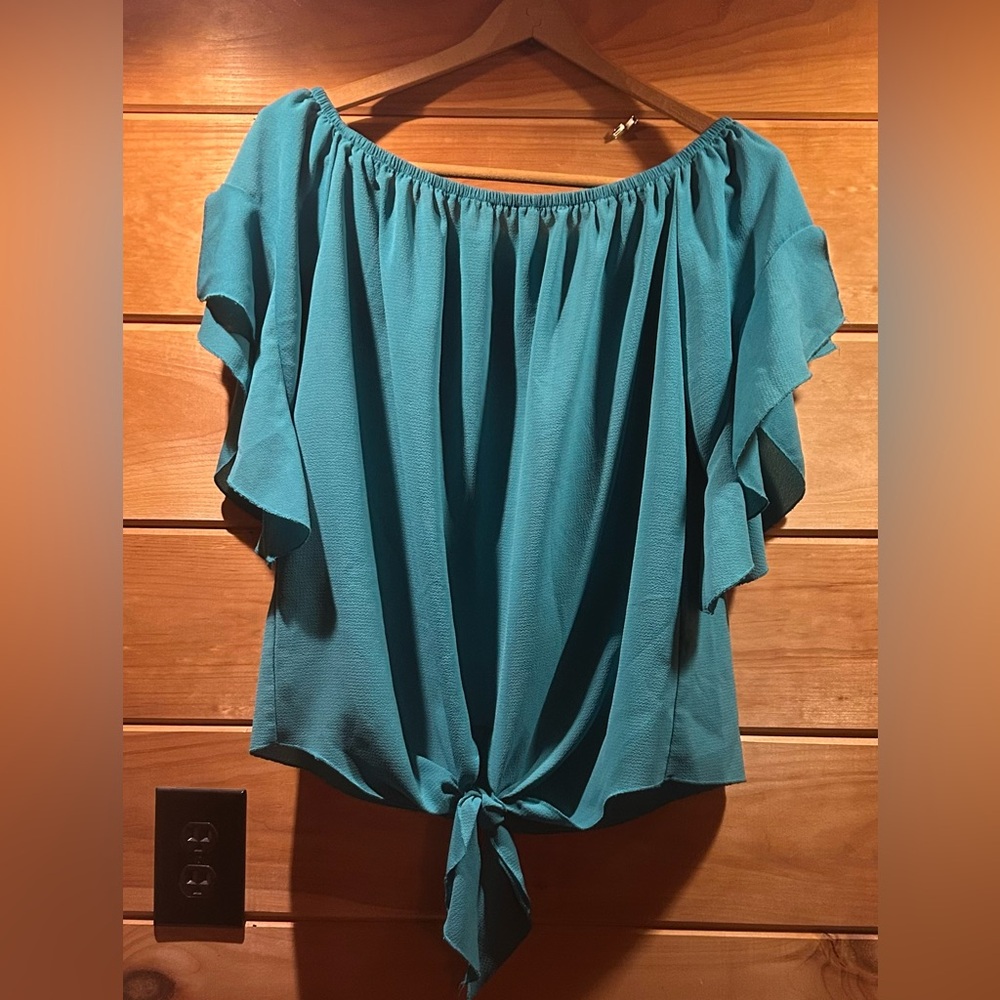 Women’s Teal Off the Shoulder Top L